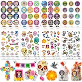 HOWAF 300+ Dia De Los Muertos Stickers, Day of The Dead Vinyl Stickers Sugar Skull Label Sticker Marigold Water Bottle Sticker Mexican Cinco De Mayo Favors Decals, Day of The Dead Skeleton Gift Tags