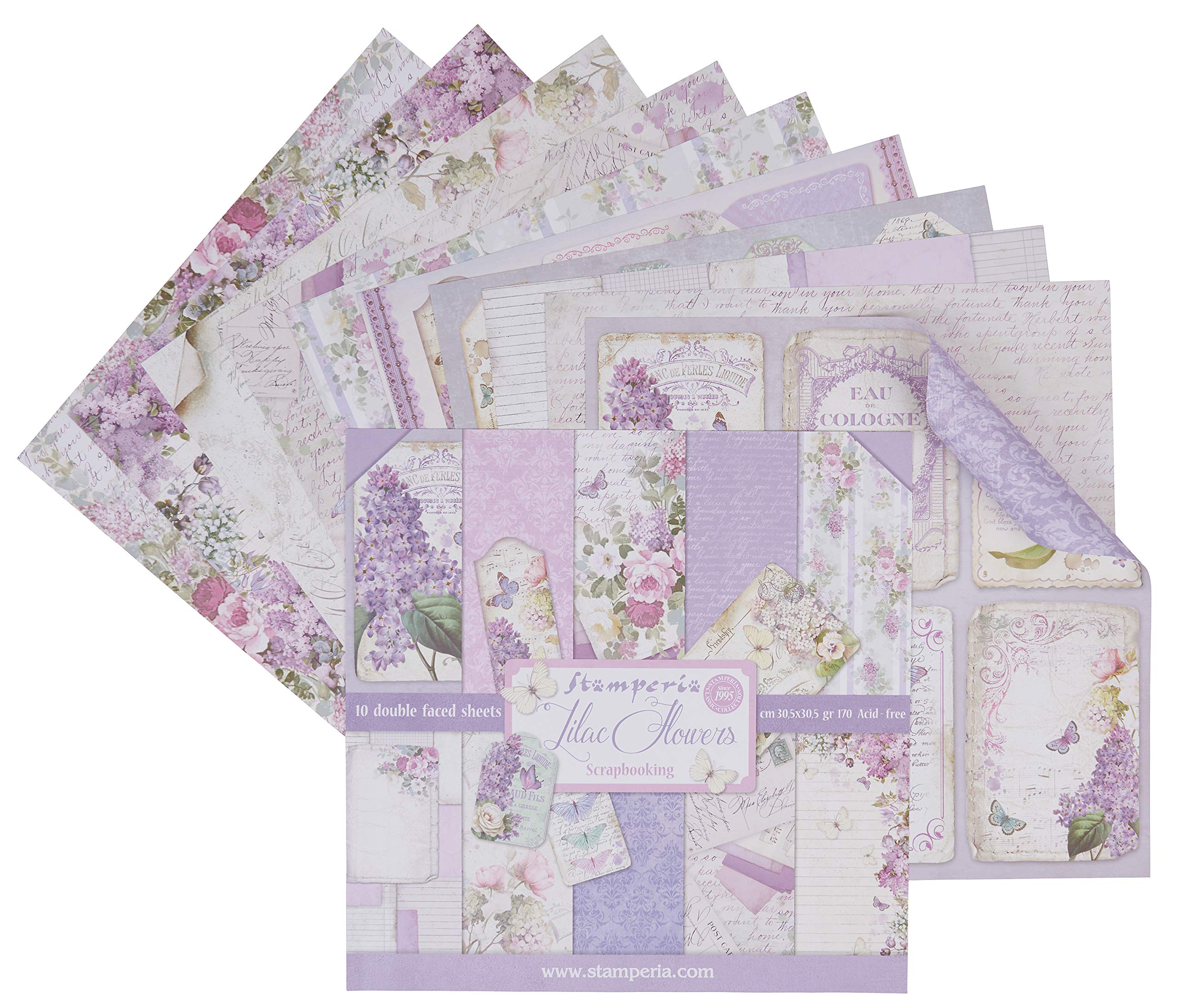 Stamperia Pack 10 Sheets Double face 30x30 Lilac