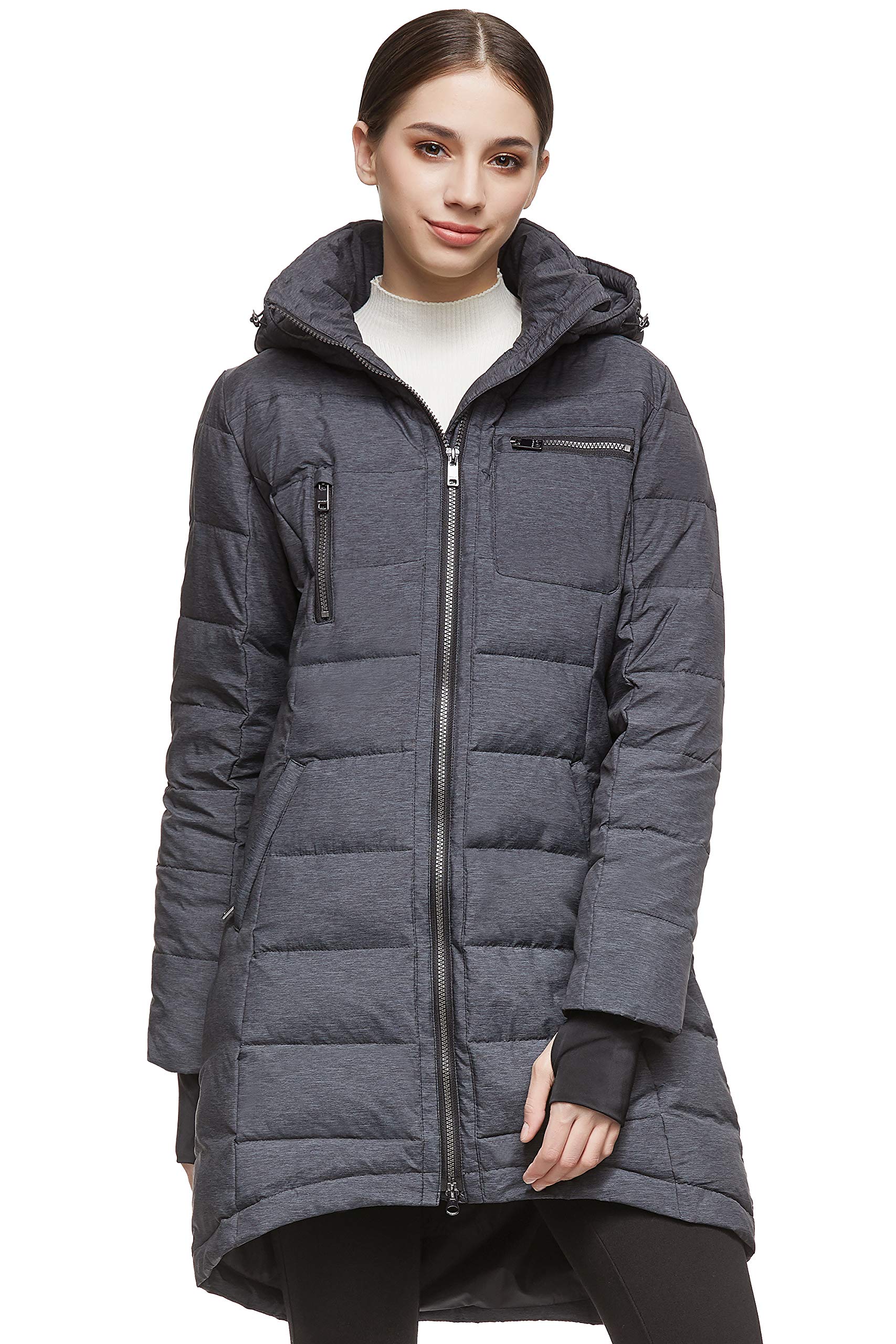 Orolay Women's Winter Down Jacket Long Quilted Puffer Coat Warm Hooded Slim Fit Outerwear