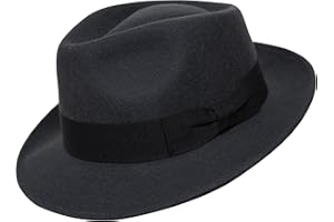 BORGES & SCOTT Premium Doyle - Teardrop Fedora Hat - 100% Wool Felt - Crushable for Travel - Water Resistant - Unisex