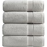 Springtree Home Luxury Bamboo Rayon Bath Towel Set of 4 | 35% Bamboo Rayon - 65% Cotton | Absorbent Quick-Dry Towels for Bathroom | Oeko-TEX Standard 100 Cotton | Grey - 4 Pack