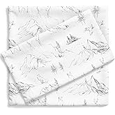 Pobibaby Premium Twin Full Sheets Sets, Kids Double Bed Sheets in Cotton Blend | Ultra-Soft Woodland Camping Print with Fitted Sheet, Flat Sheet & Pillowcases (Twin Explore Monochrome)