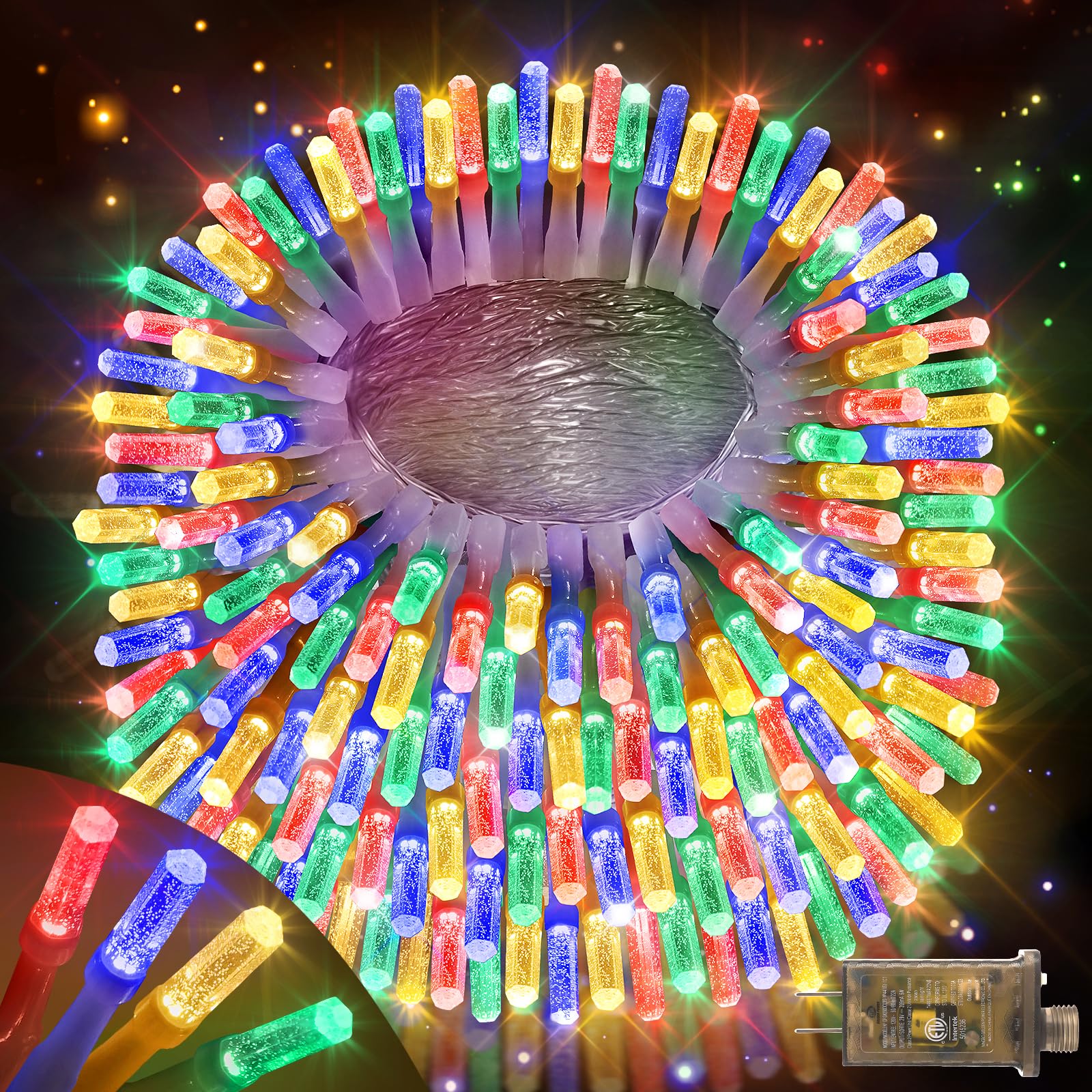 Photo 1 of XURISEN Upgraded 403FT 1000 LED Christmas Lights Outdoor, Super Long String Lights 8 Modes & Memory Timer Plug in Fairy Lights for Xmas Tree Party Wedding Decor?Plug Cannot be Connected? -Multicolor