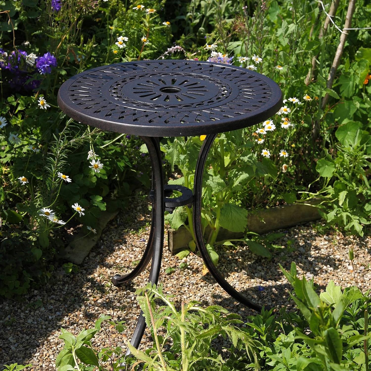 Lazy Susan - EVE 60 cm Bistrotisch mit 2 Stühlen - Rundes Gartenmöbel