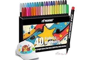 PAGATHER Fabric Markers Permanent for Clothes, 40 Colors Fine Tips Paint Pens for Clothing Canvas Tote Bags T-Shirt and Shoes, Non Toxic Ink for Kids and Adults