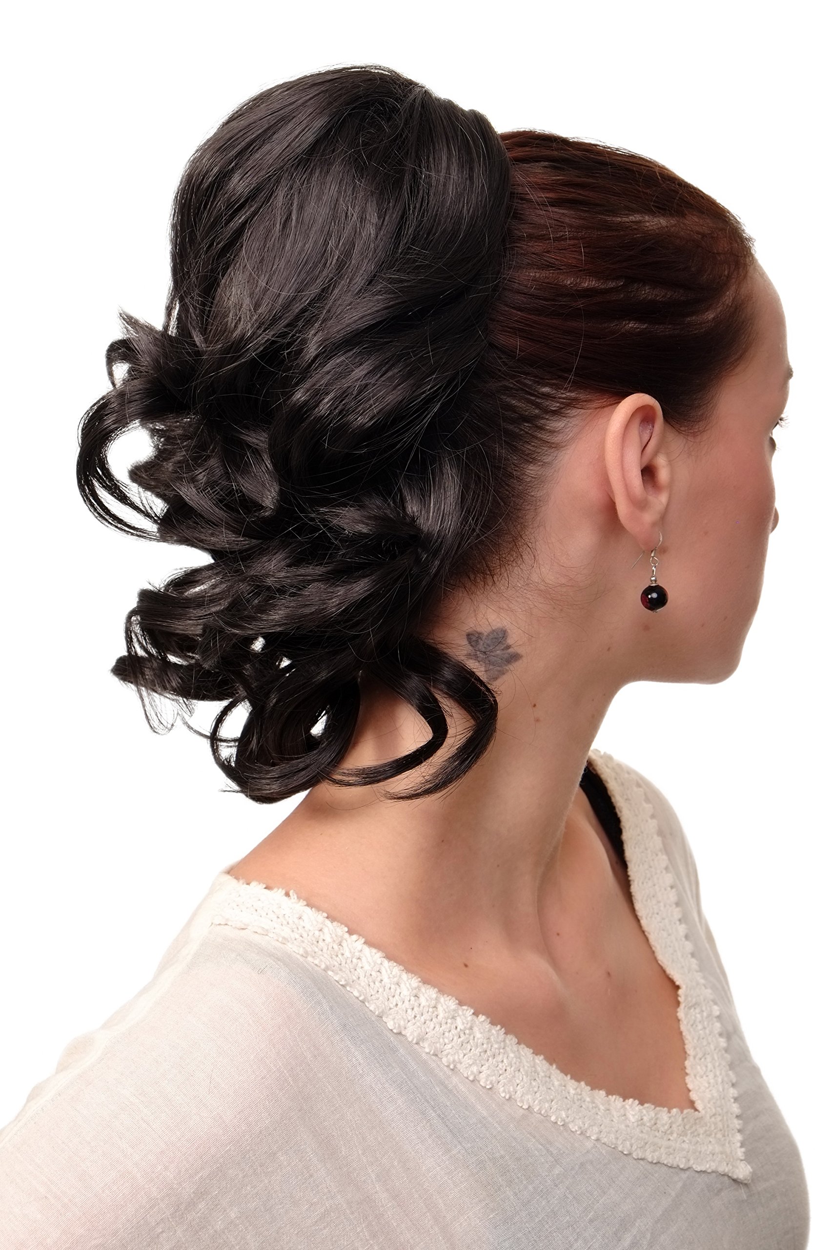 WIG ME UP - JL-3023-3 Hairpiece ponytail with comb and elastic draw string short wavy voluminous dark brown14inch