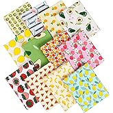 Tatuo 12 Pieces Printed Fruit Cotton Quarters Fruit Pattern Fabric Bundles Quilting Sewing Patchwork Fabric for DIY Scrapbooking Art Craft Sewing Projects, 20 x 16 Inch/ 50 x 40 cm