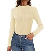 YUCOLEN Women's Long Sleeve Mock Neck Sweater Ribbed Knit Slim Fit Basic Tops Lightweight T Shirts Going Out 2025 Clothes