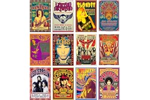 Woonkit Vintage Rock Band Posters for Room Aesthetic, 70s 80s 90s Retro Music Bedroom Decor Wall Art, Music Concert Poster Wall Collage, Old Music Album Cover Prints (12 SET A, 7.8X11.8 INCH)
