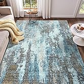 Area Rugs 4x6, Washable Rug for Living Room, Modern Abstract Grey Rug for Bedroom, Non Slip Foldable Low Pile Stain Resistant Carpet for Dining Room Bedside Dorm Nursery Decor, Blue Grey Gold