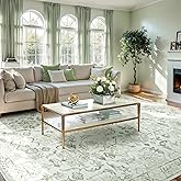 Deerly Sage Rugs 8x10 for Living Room Soft Non-Slip, Large Vintage Area Rug Retro Tribal Farmhouse Stain Resistant Carpet for Bedroom Dining Room Office Guest Room