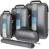 Premium Ultralight Compression Packing Cubes for Travel - Bag Factor Luggage Organizer Set (Grey - 5 Set)