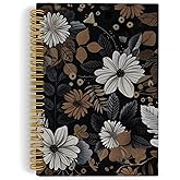 YLZlhb Vintage Floral Spiral Notebook Journal, Dark Cottagecore Flower Aesthetic Notebooks for Note Taking, Retro Floral Hardcover Spiral Journal 5.5x8.3 Inches