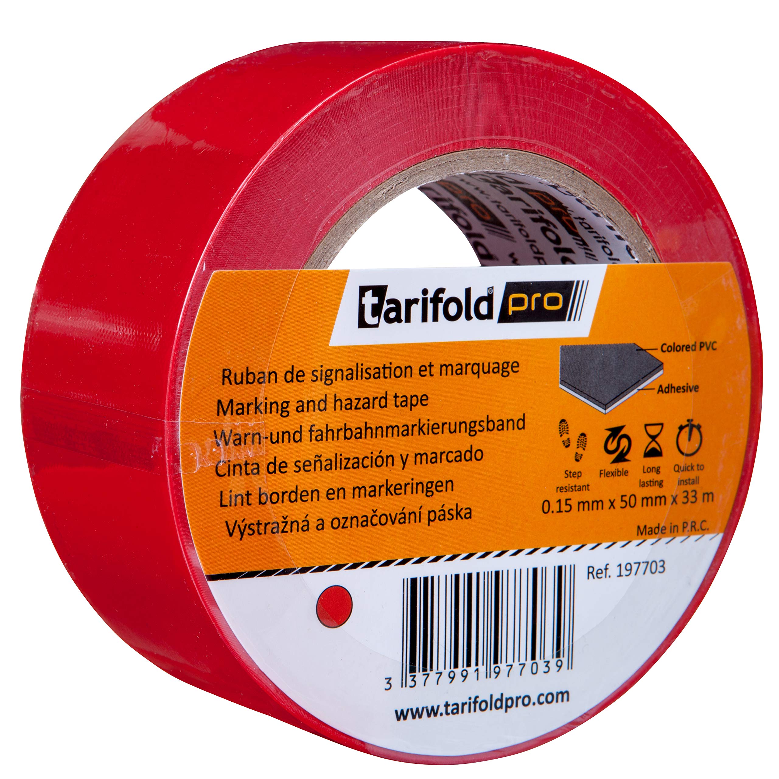 Tarifold 1 Adhesive Tape Floor, Signage, Security, Red – Roll 50 mm x 33 m, 50 mm x 33 m