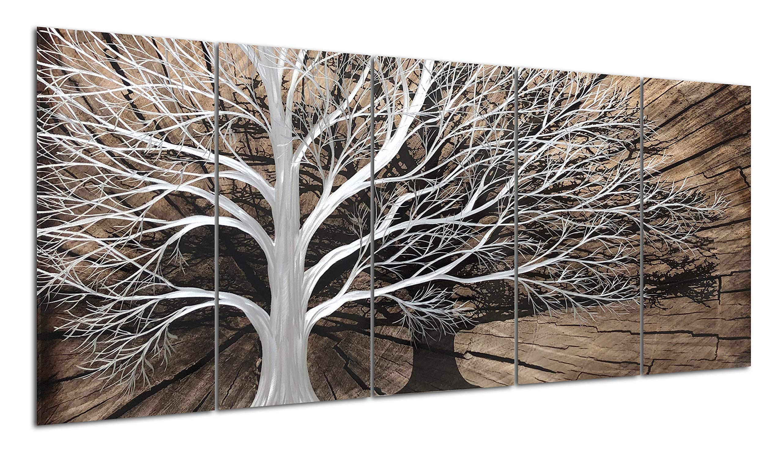 Yihui Arts Handmade 3D Tree Metal Wall Art Decor (24Wx64L)