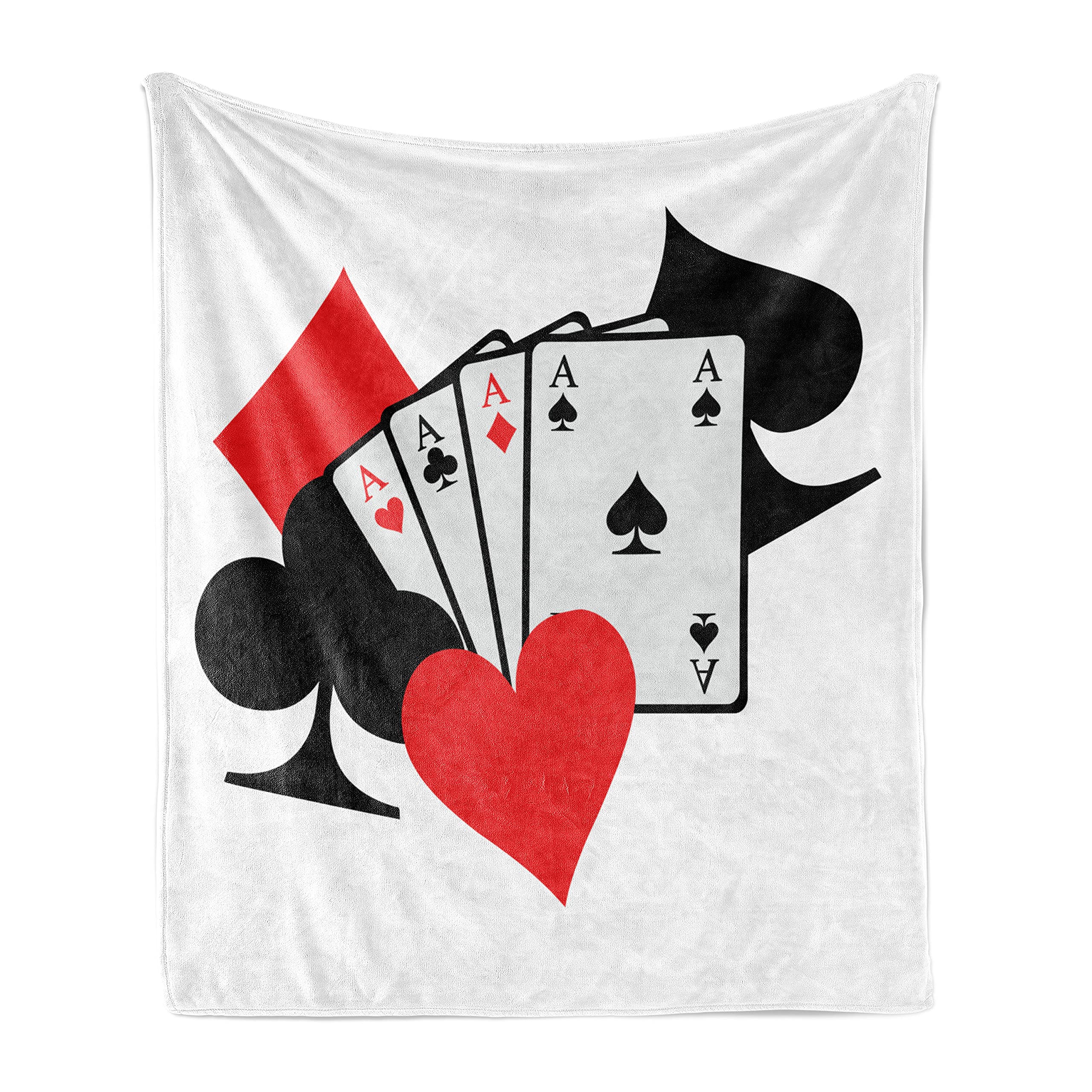 Ambesonne Poker Throw Blanket, Playing Cards 4 Aces