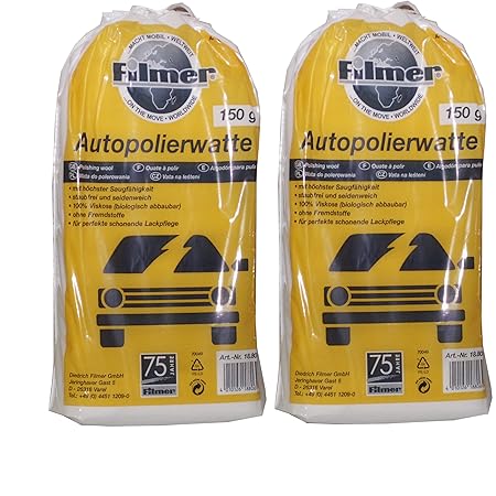 2 Beutel Polierwatte für Autolack Politur 150g