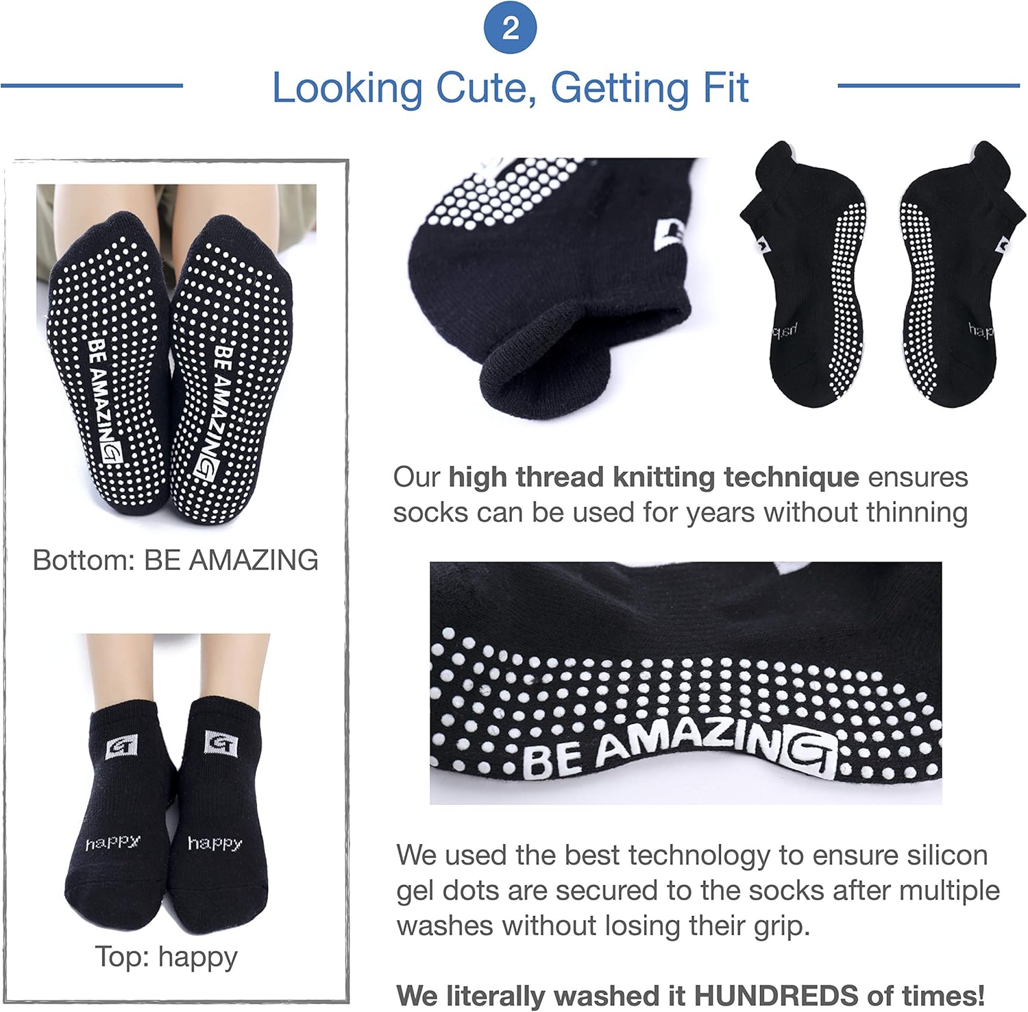 Non-Slip Socks 3 Pairs Pink Yoga Barre Pilates Hospital Maternity Sock w/ Grips For Women Men: Clothing