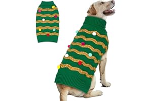 cyeollo Dog Christmas Sweater Warm Dog Sweaters for Large Dogs Turtleneck Xmas Dog Clothes with Leash Hole Dog Holiday Outfit XXXL