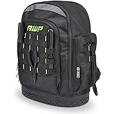 AWP Extreme Tool Backpack, 23 Tool Storage Pouch Pockets, 1 Pack, Black | Rugged Polyester Jobsite Backpack with Waterproof Molded Bases, Jobsite tool storage, Padded Shoulders and Waist Straps
