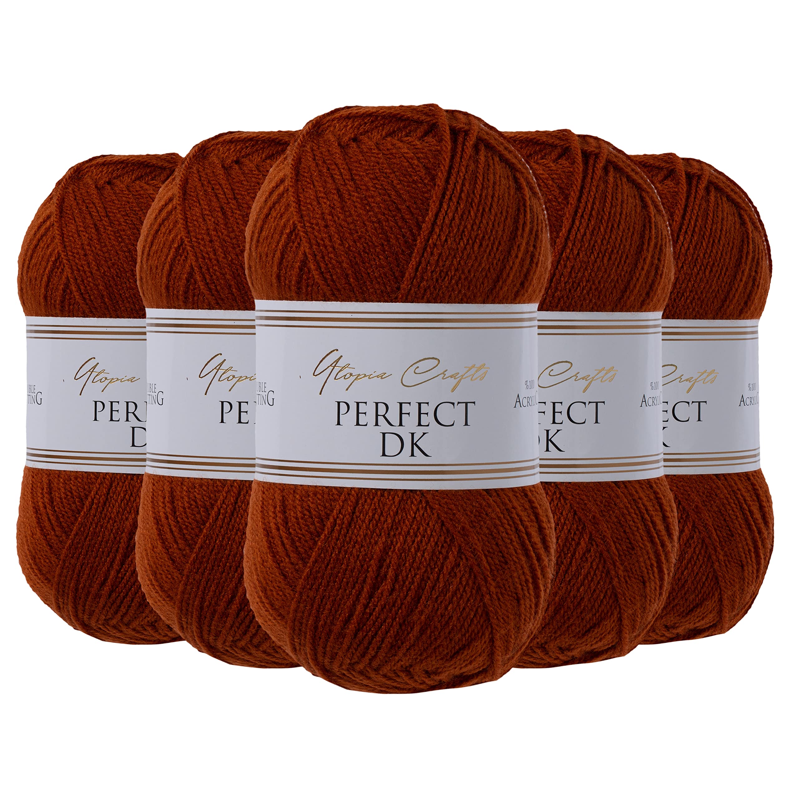Utopia Crafts DK Double Knitting Yarn, 5X 100g (Cherry Wood)
