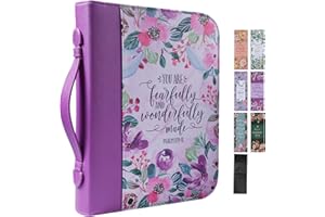 FAITHFUL HERS Bible Cover Case for Women PU Leather Woman Book Carrying Bag Bible Study Sipples Accessories with 7pcs Paper Bookmark Journaling Kit Christian Gifts