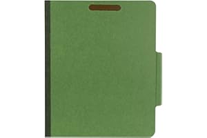 The File King Two Divider Pressboard Classification Dark Green File Folder - Letter Size | Box of 10 | 2/5 ROC Top Tab | 2” Expansion | Six 2-Inch Fastener Prongs | Made in America
