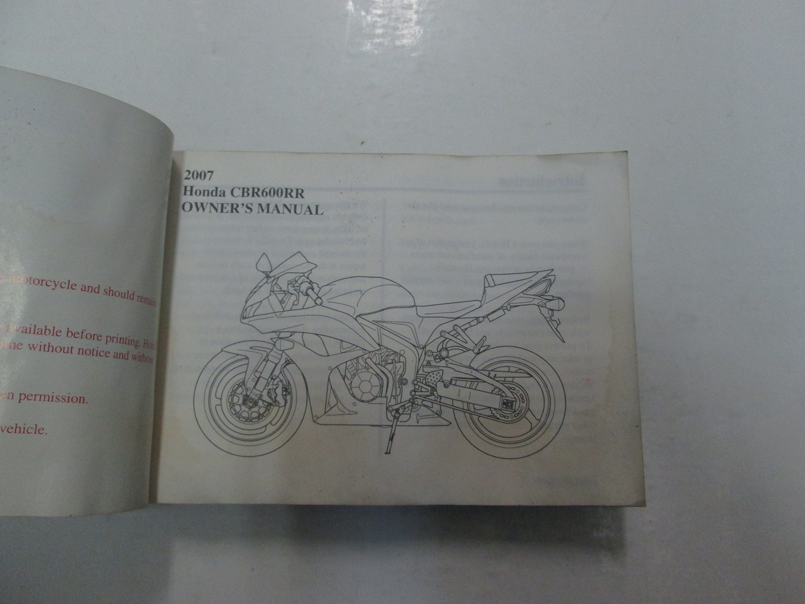 2007 Honda CBR600RR CBR 600 RR Owners Operators Owner Manual WATER DAMAGED  ***: Honda: Amazon.com: Books