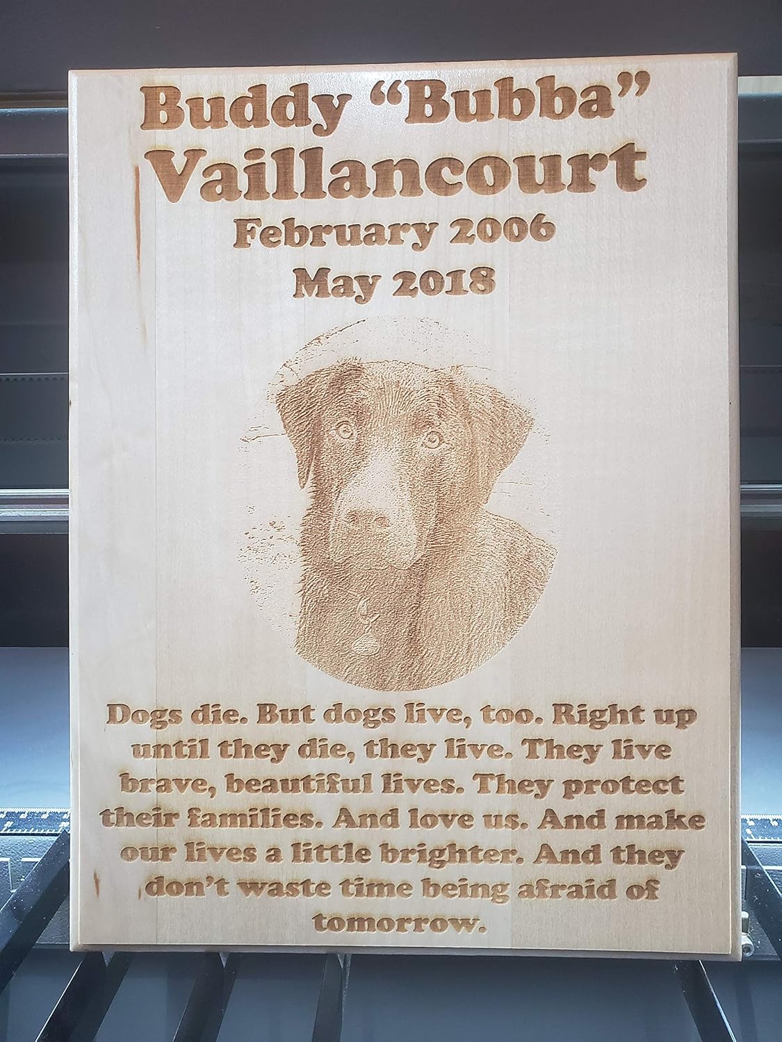 Custom Laser Engraved Pet Memorial Photo Wood Plaque Handmade