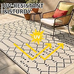 Smiry Outdoor Rug 9x12 ft, Waterproof Reversible