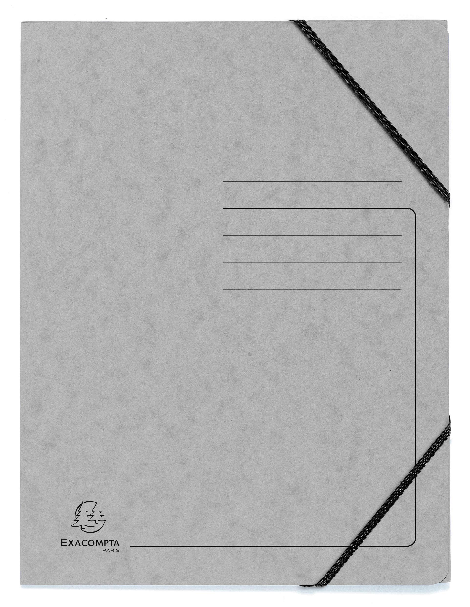 Exacompta - Ref 555471E - Elasticated Folder - 240 x 320mm in Size, Suitable for Holding A4 Documents, 355gsm Mottled Pressboard, Elasticated Straps - Grey (Pack of 5)