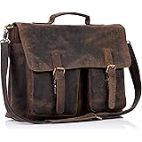 KomalC 18 Inch Leather briefcase Laptop Messenger Bags for Men and Women Best Office School College Satchel Bag