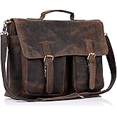 KomalC 18 Inch Leather briefcase Laptop Messenger Bags for Men and Women Best Office Satchel Bag (Messenger Bag)