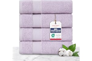 TEXTILOM 100% Turkish Cotton 4 Pcs Hand Towel Set, Luxury Hand Towels for Bathroom, Soft & Absorbent Bathroom Hand Towels Set (16 x 28 inches)- Lilac