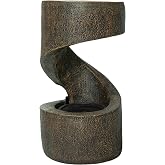 Sunnydaze 14" Winding Showers Tabletop Fountain with LED Lights, Brown | Spiral Indoor Waterfall Fountain, Calm Sounds Tabletop Water Fountain with Removable Filter &amp; Quiet Pump for Office, Bedroom