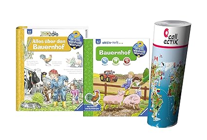 Ravensburger Kinder Sachbuch | Alles über den Bauernhof + aktiv-Heft mit Bauernhoftiere Kinder Poster by Collectix