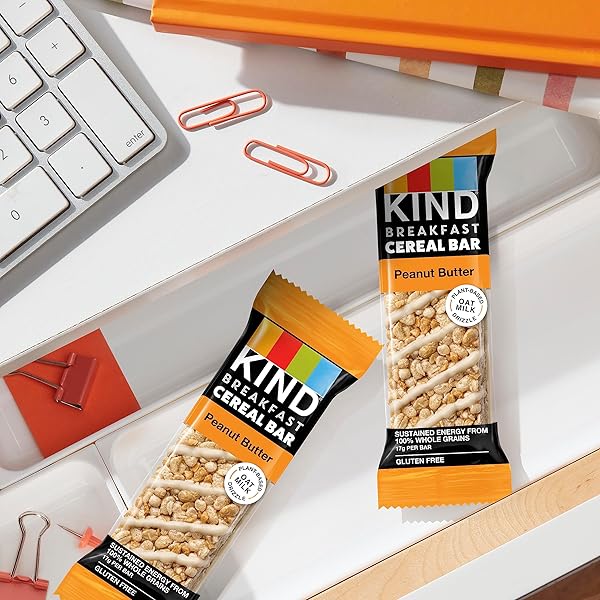 KIND BREAKFAST CEREAL BARS, PEANUT BUTTER, HEALTHY SNACKS, GLUTEN FREE, 100% WHOLE GRAINS, 3G PROTEIN, 6 COUNT