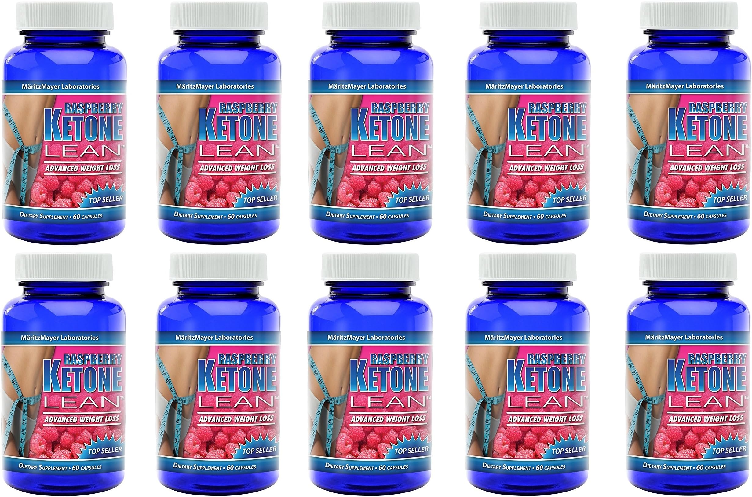 MaritzMayer Raspberry Ketone Lean Advanced Weight Loss Supplement 60 Capsules Per Bottle 10 Bottles