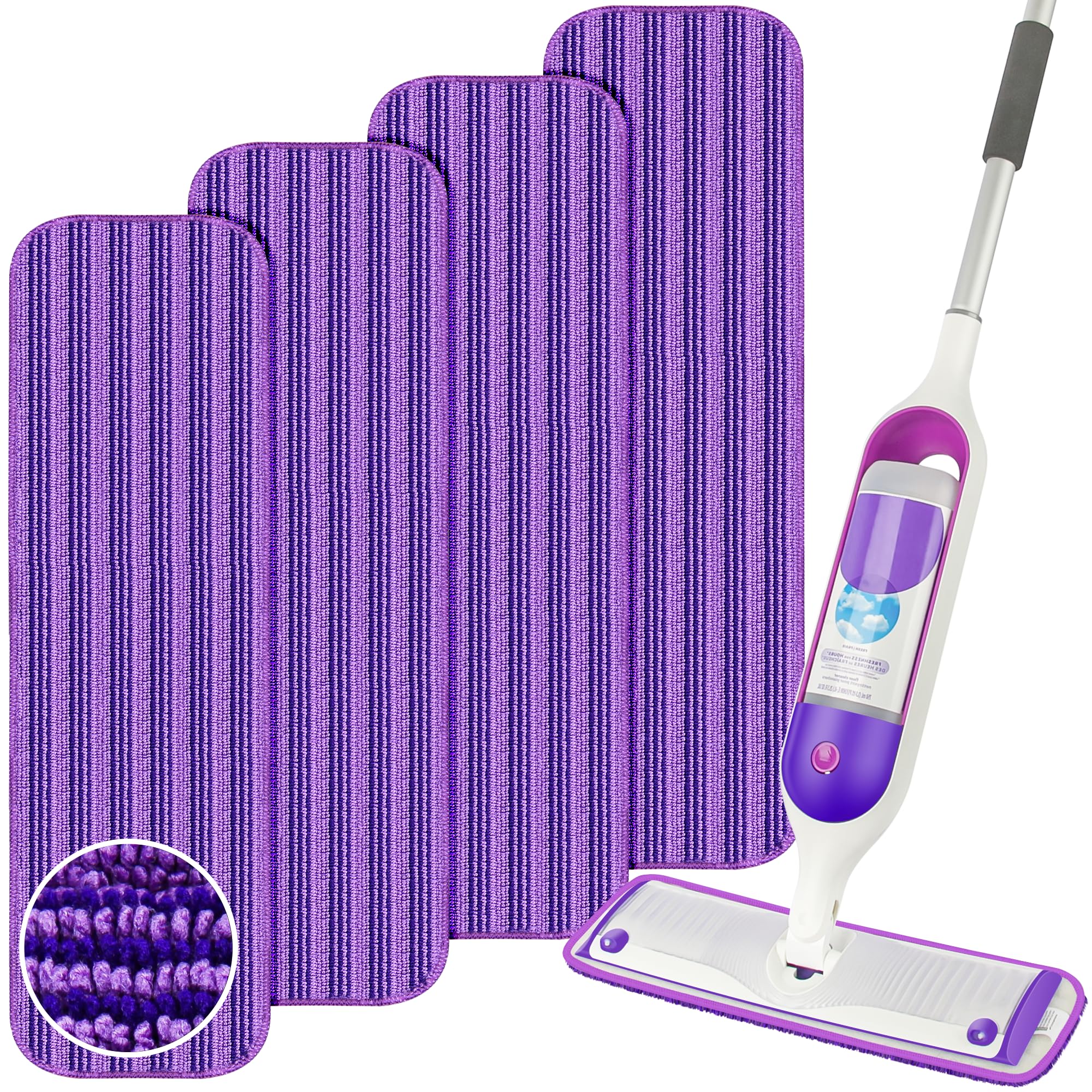 Photo 1 of Reusable Mop Refills Pads for Swiffer PowerMop, 4 Pack Power Mop Refill Pads Microfiber PowerMop Pads Washable 15” Wet Pads Mopping Cloths for Multi-Surface & All Types of Floors, Purple