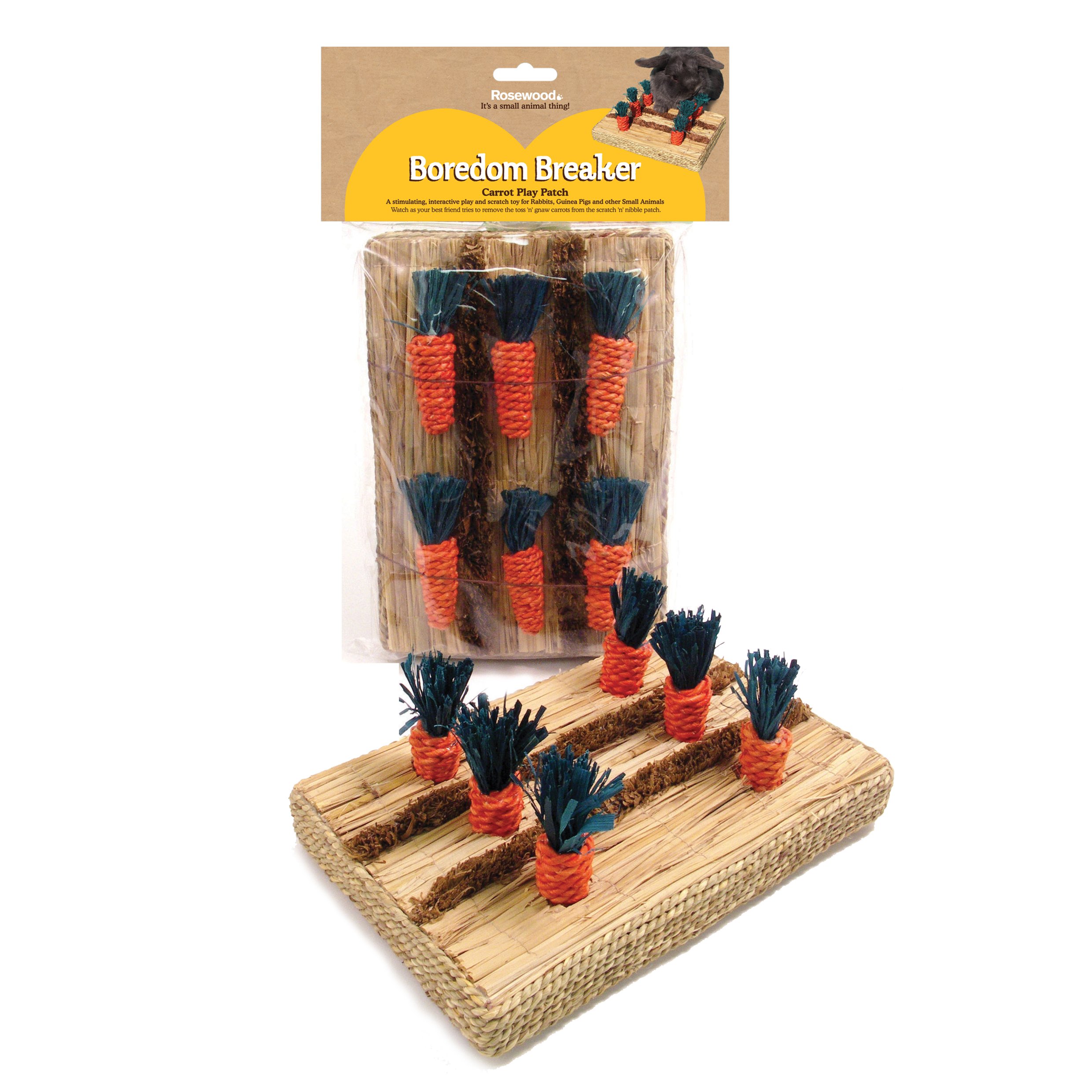 Boredom Breaker Rosewood Carrot Play Patch, Rabbit Toy & Toy for Small Animals