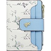 Farcauo Wallet Women Small Wallets for Women Cute Blue Women's Card Wallets Kawaii Flower Thin Womens Wallet for Ladies