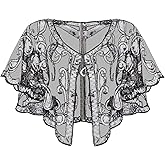 SWEETV Women's 1920s Flapper Shawl,Sequin Beaded Shawls and Wraps for Evening Dresses/Party/Wedding/Formal/Harlem night