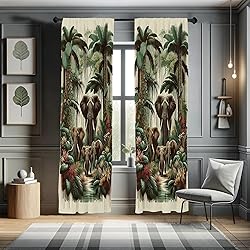 Ambesonne Elephant Window Curtains, Wild Nature