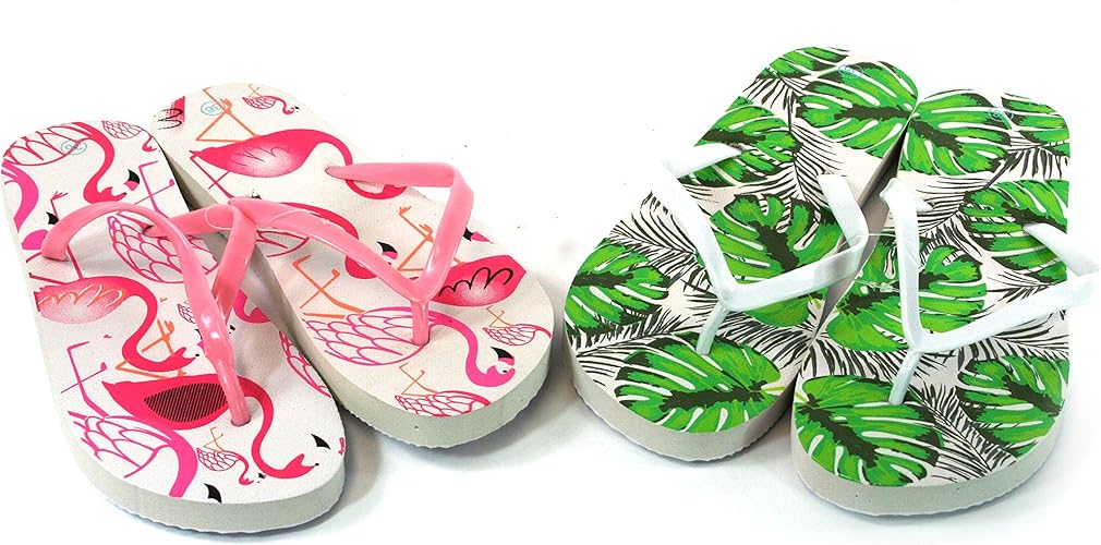 girls flamingo flip flops