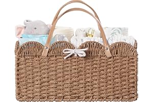 HBlife Large Baby Diaper Caddy, Paper Rope Storage Baskets Nursery Bin with Removable Divider, Portable Car Organizer for Diapers, Baby Shower Gifts, Newborn Essentials Must Haves