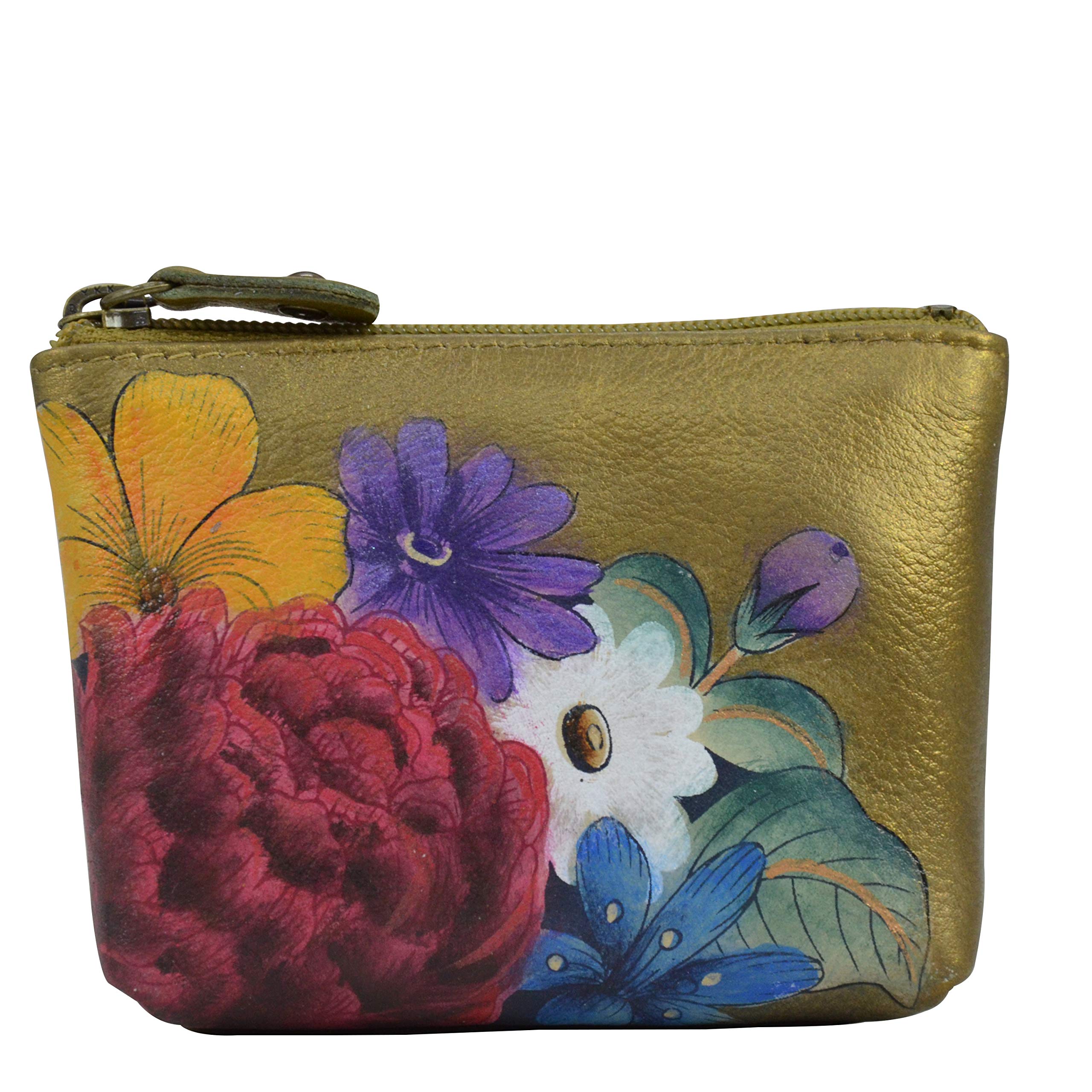 Anuschka Women’s Genuine Leather Coin Pouch - Hand Painted Exterior - Dreamy Floral