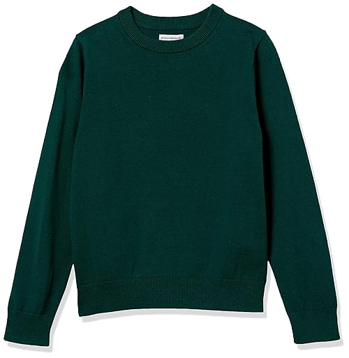 Amazon Essentials Toddler Boys' Uniform Cotton Crewneck Sweater, Green, 3T