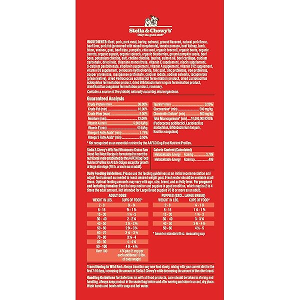 STELLA & CHEWY’S WILD RED DRY DOG FOOD RAW BLEND HIGH PROTEIN WHOLESOME GRAINS RED MEAT RECIPE, 3.5 LB. BAG