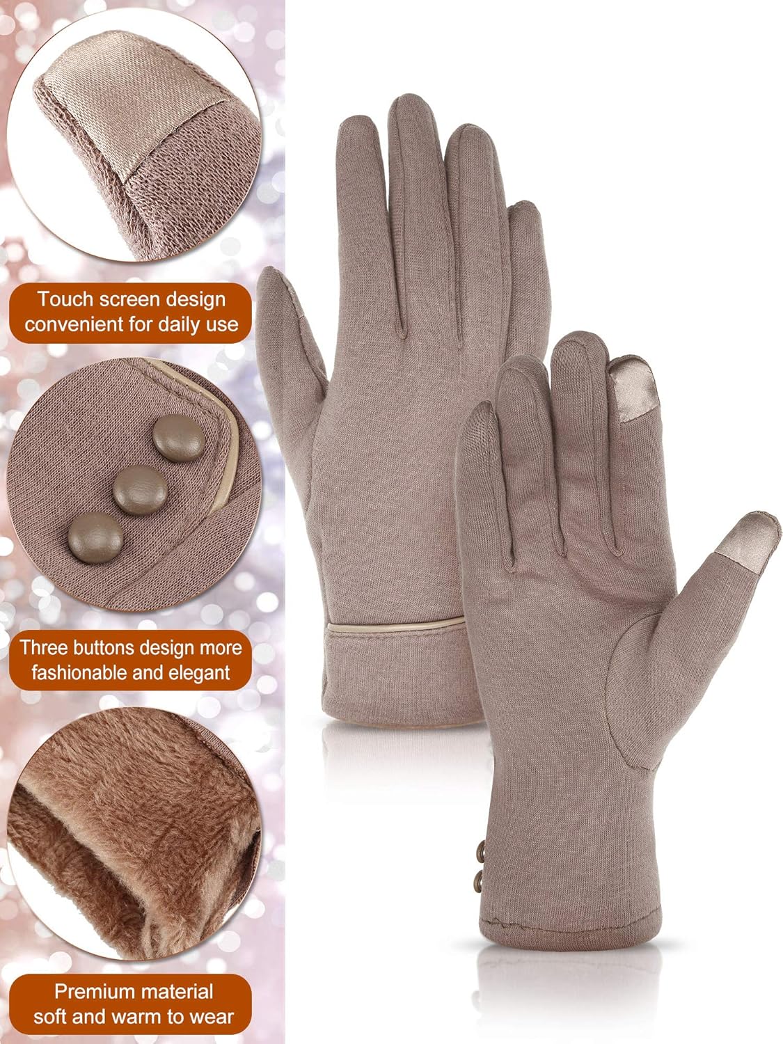 Patelai 3 Pairs Women Winter Gloves Warm Touchscreen Gloves Windproof Gloves for Women Girls Winter Using (Black, Gray, Khaki) at  Women’s Clothing store