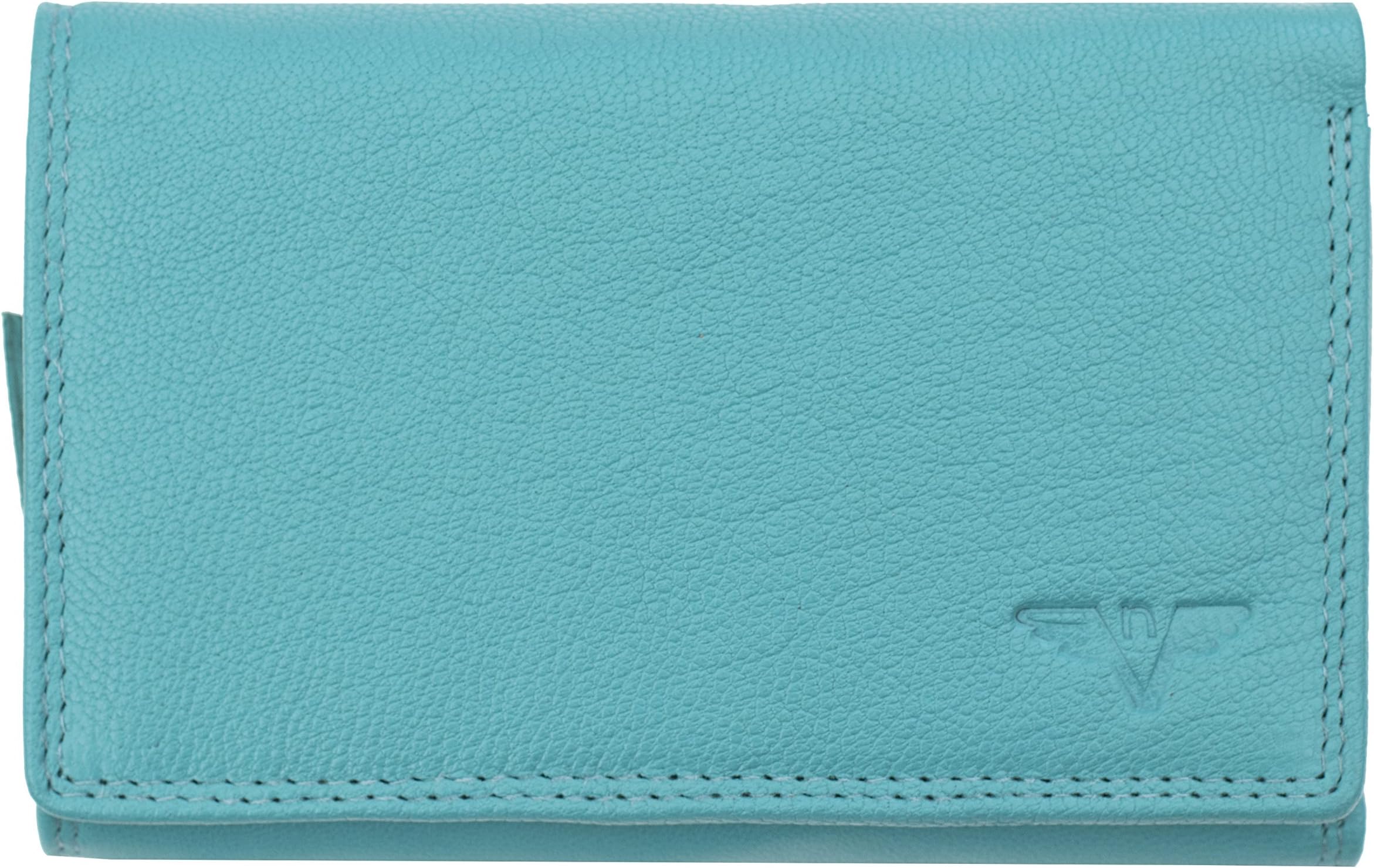 Women's Nevaeh Large Turquoise Leather Trifold Purse RFID Blocking